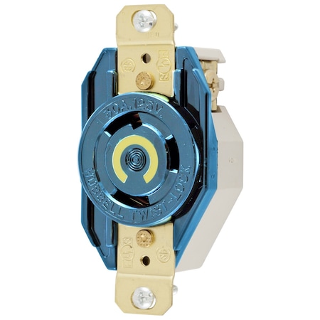 Hubbell Wiring Device-Kellems Locking Receptacle, L5-30R, 30 A, 125V AC, Single Phase, 2 Pole, Flush Mount, Screw Terminals, Blue HBL2610M6